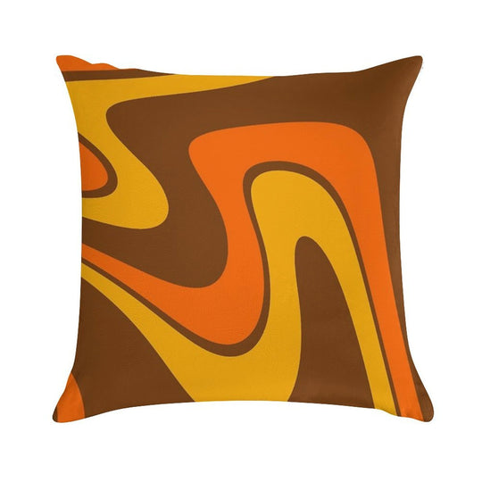 70s Retro Vintage Style Design Orange Yellow And Brown Soft Style Accent Throw Pillow