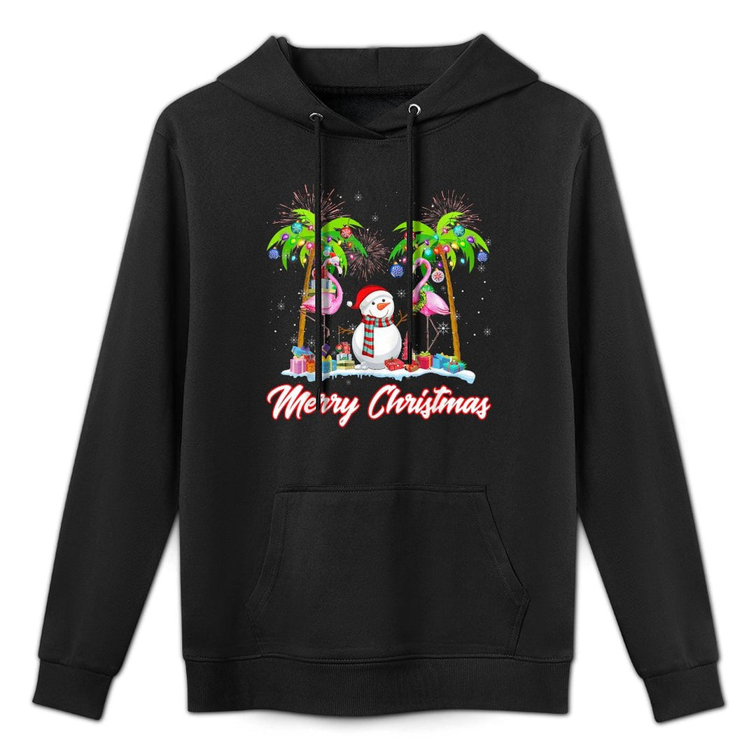 Merry Christmas Flamingo Xmas Palm Tree Light Tropical Pilling-Resistant Hoodie