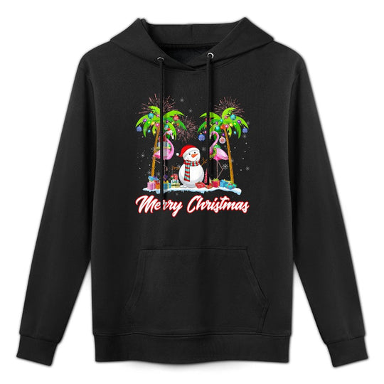 Merry Christmas Flamingo Xmas Palm Tree Light Tropical Pilling-Resistant Hoodie