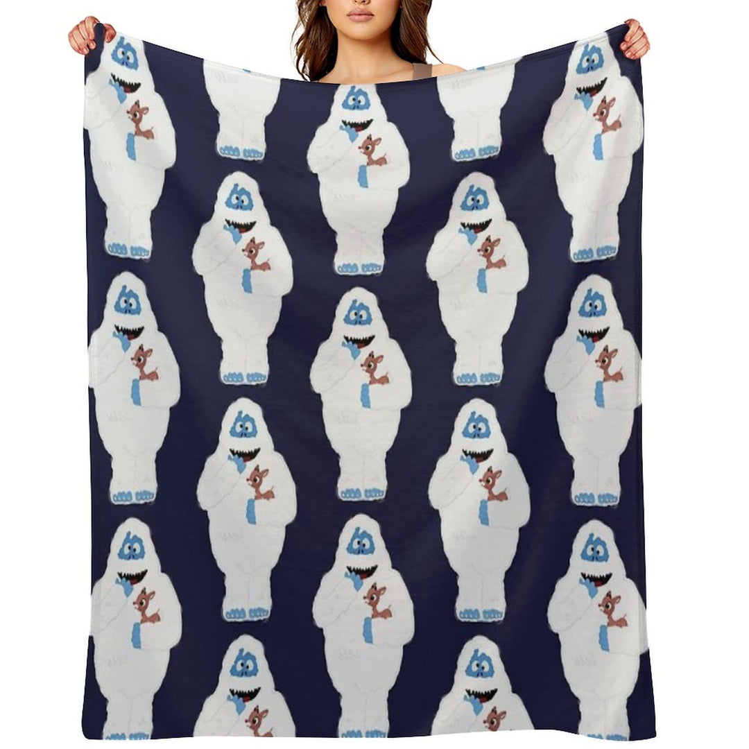 Classic Christmas Abominable Snowman with Rudolph © GraphicLoveShop Compact Throw Blanket