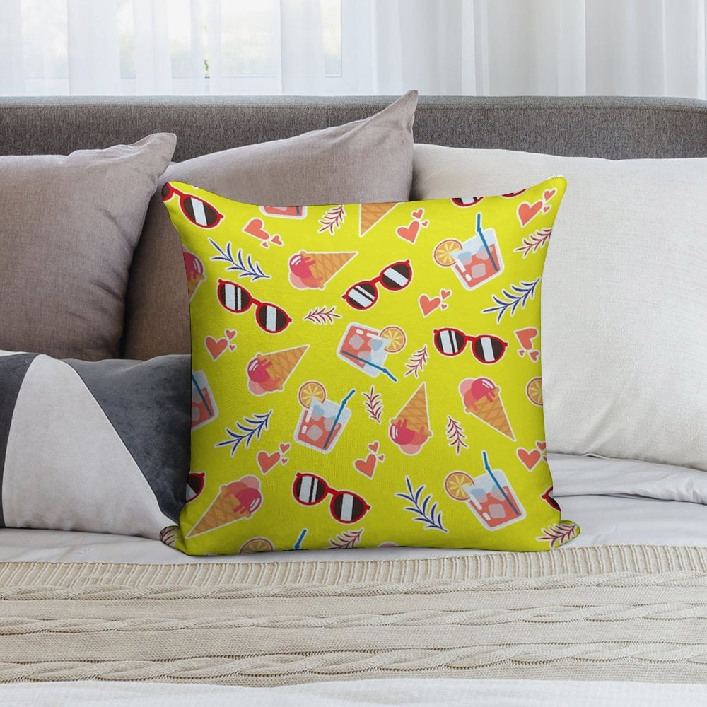 Bright Summer Pattern Soft Gift Ready Throw Pillow