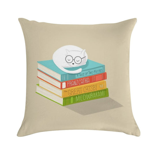 The Cat Loves Books Soft Easy Maintenance Throw Pillow
