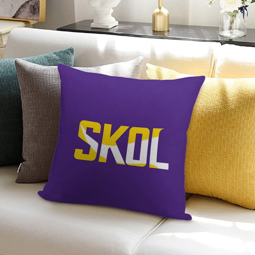 Minnesota Vikings Skol Text Design Soft Luxury Feel Throw Pillow