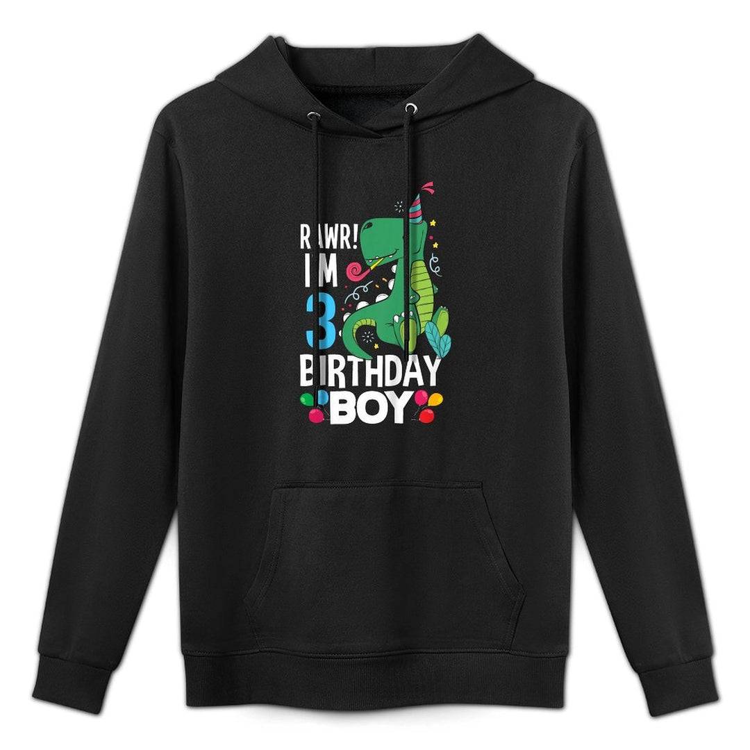 Kids 3rd Birthday Boys 3 Year Old Birthday Boy T Rex Dinosaur Shape Retention Hoodie