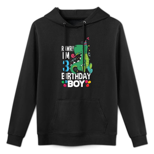 Kids 3rd Birthday Boys 3 Year Old Birthday Boy T Rex Dinosaur Shape Retention Hoodie