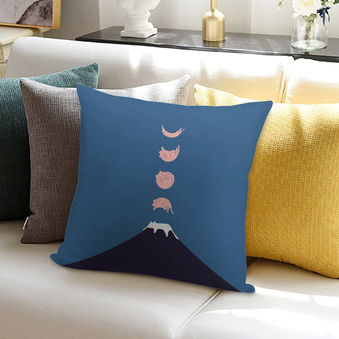 Cat Landscape 73 Soft Short Plush Fabric Throw Pillow