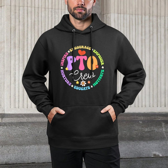 PTO Crew Back to School Matching Group Parent Teacher Cotton-Polyester Blend Hoodie