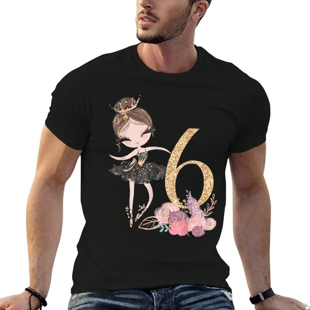 6th Birthday Ballerina Dancer Ballet Swan Tutu Girls Six  Tagless Design T-Shirt