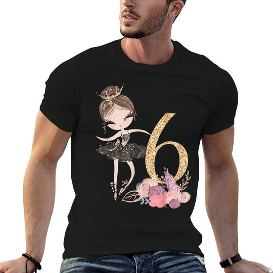 6th Birthday Ballerina Dancer Ballet Swan Tutu Girls Six  Tagless Design T-Shirt