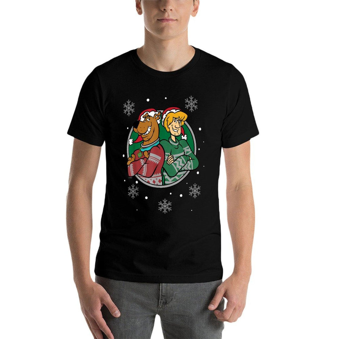 Christmas Scooby Doo Shaggy Arms Crossed Snowing  High-quality Stitching T-Shirt