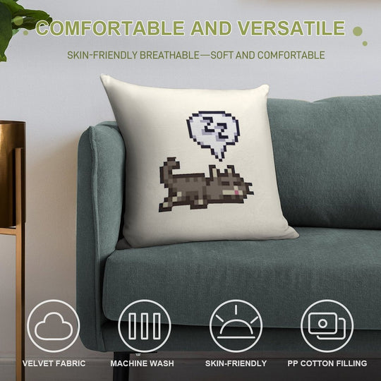 Stardew Valley Sleeping Cat Sploot Soft Style Accent Throw Pillow