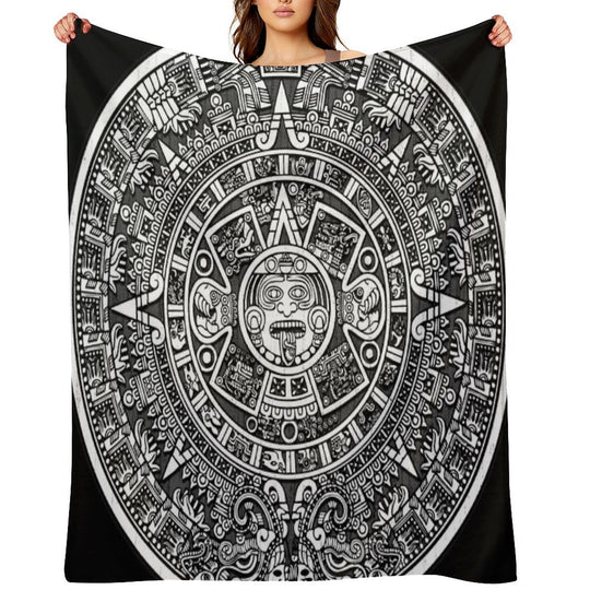 Aztec Calendar Plush Throw Blanket
