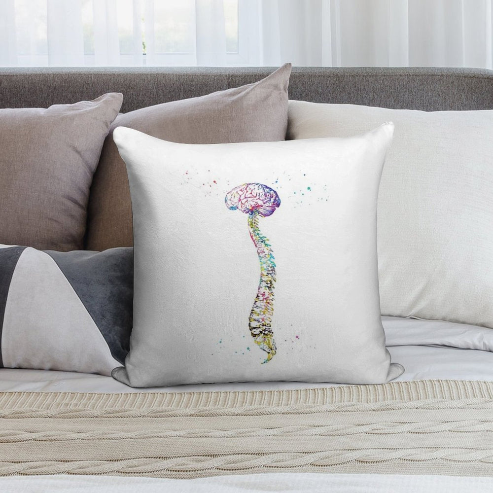 Human Spine with Brain Soft Skin-Friendly Throw Pillow