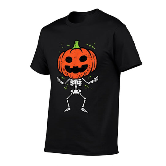 Halloween Skeleton Pumpkin Face Costume Men Women Kids Boy  Versatile T-Shirt