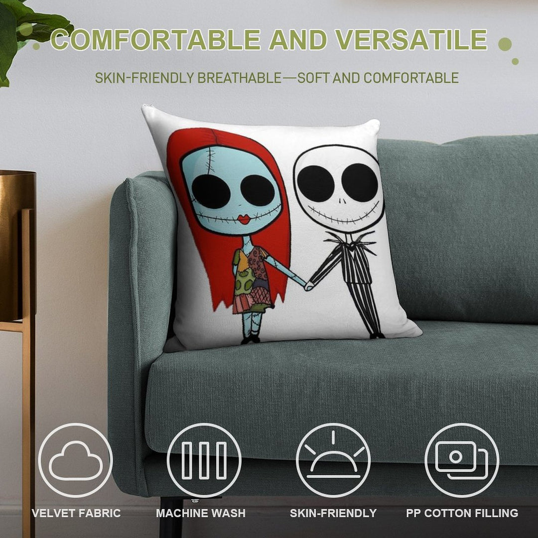 Jack And Sandy - The Nightmare Before Christmas Soft Anti-Pilling Throw Pillow