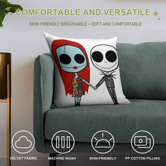 Jack And Sandy - The Nightmare Before Christmas Soft Anti-Pilling Throw Pillow
