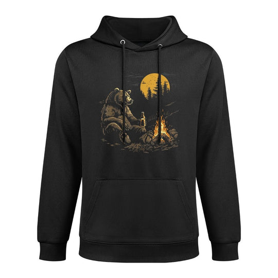 Camping Bear Drinking Beer Hiking Nature Funny Grizzly Bear Shape Retention Hoodie