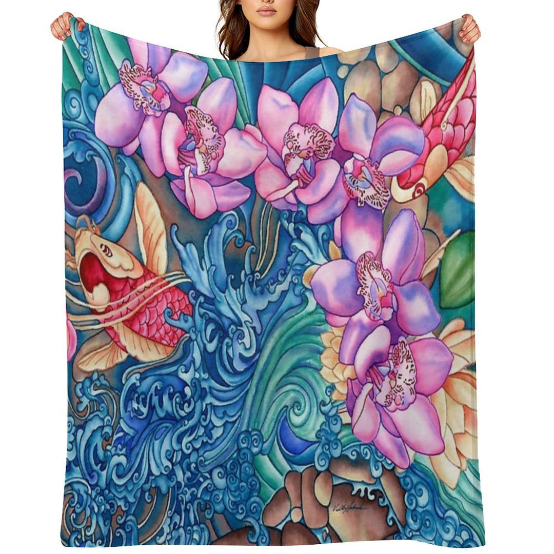 Orchid Splash Durable Throw Blanket