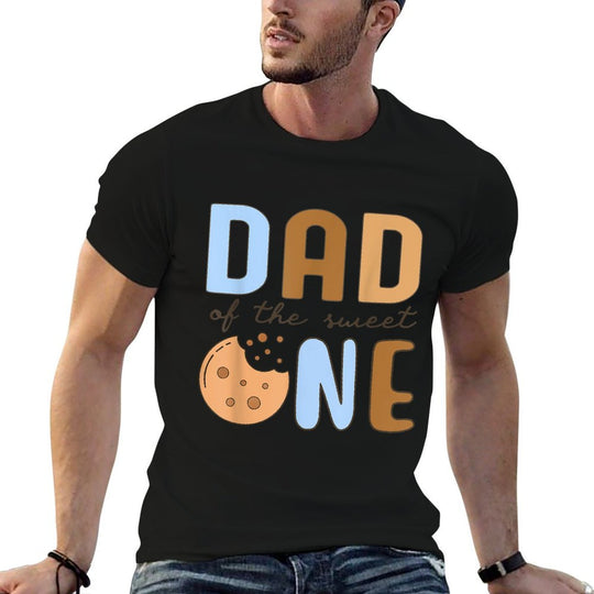 Dad Of The Sweet One Cookies And Milk 1st Birthday Party  Ribbed Collar T-Shirt