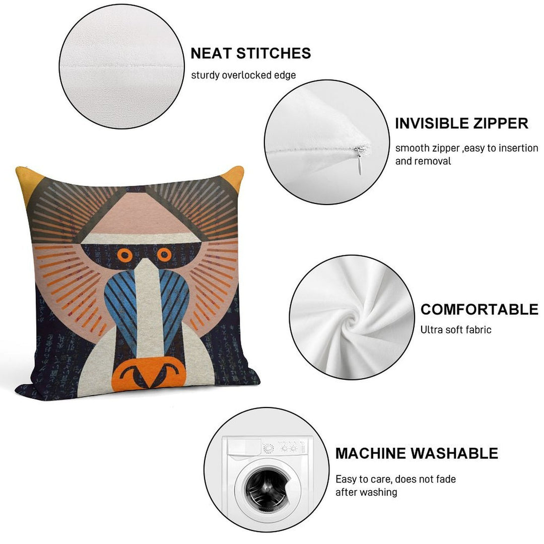 Mandrill Soft Short Plush Fabric Throw Pillow