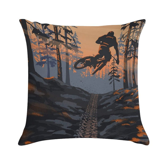 Retro Styled Mountain Biking Dirt Jumper Sunset Soft Warmth Comfort Throw Pillow