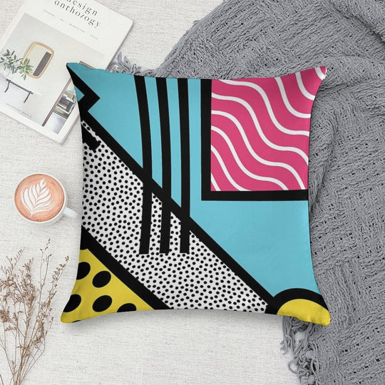 Abstract 80s Memphis Pop Art Style Graphics Soft Shrink-Resistant Throw Pillow