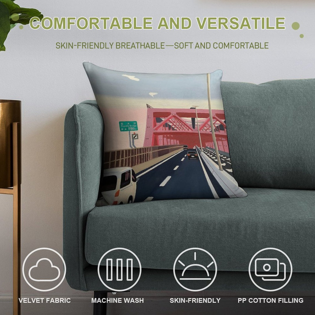 Minato Bridge Soft Easy Maintenance Throw Pillow