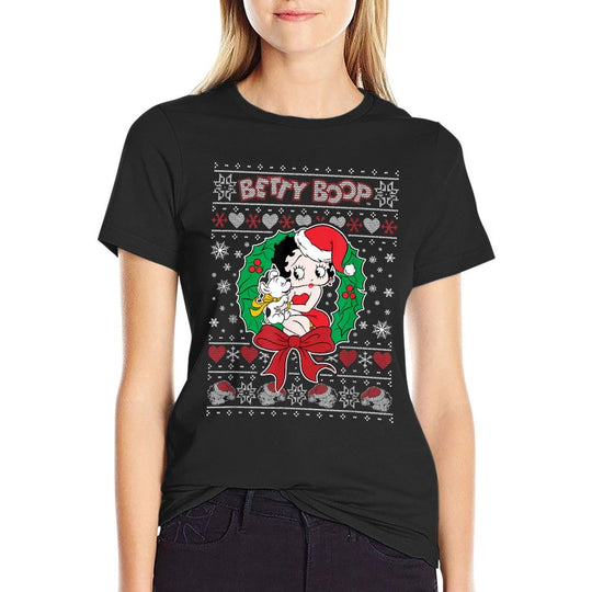 Betty Boop Christmas With Pudgy  Classic T-Shirt