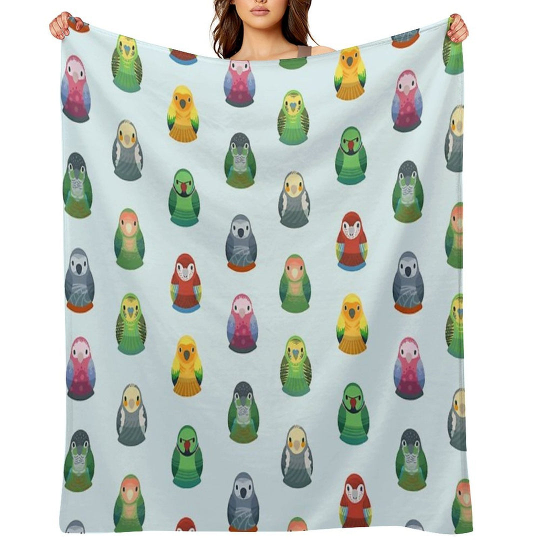 Parrot Nesting Doll Pattern Easy Care Throw Blanket