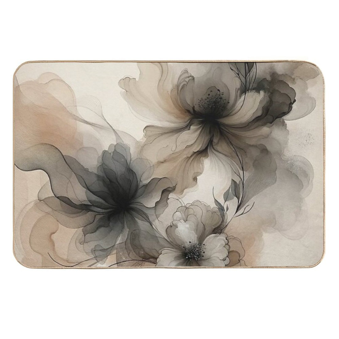 Beige Bloom Shadows  Anti-Trip Bath Mat