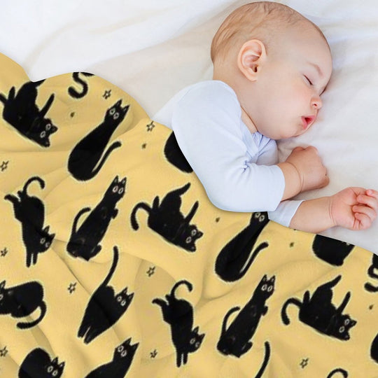 Black Cat Pattern Easy Care Throw Blanket