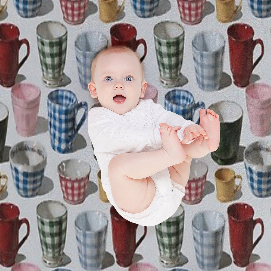 Realistic Still Life Mugs Pattern Versatility Throw Blanket