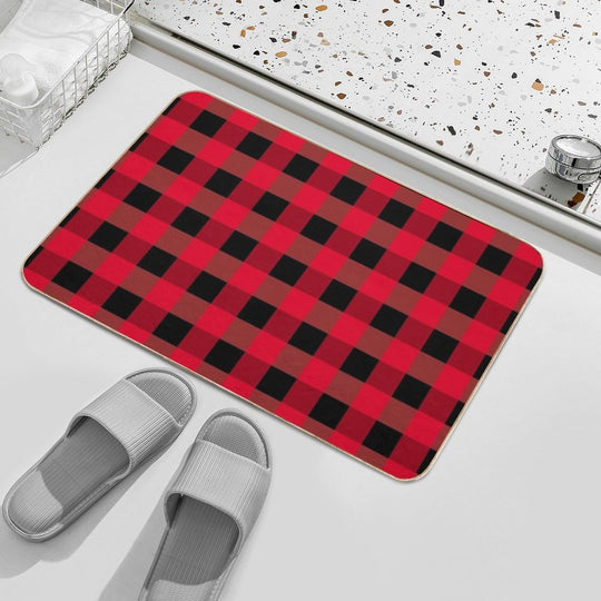 Buffalo Plaid Red And Black Checkered Pattern, Classic Lumberjack Design  Eco-Friendly Bath Mat