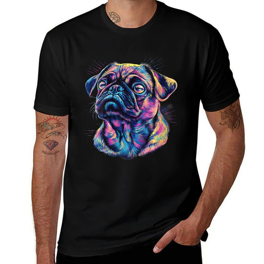Womens Pug Owner Colorful Portrait Dog Animal Cute Pug Lover  Slim-fit Cut T-Shirt