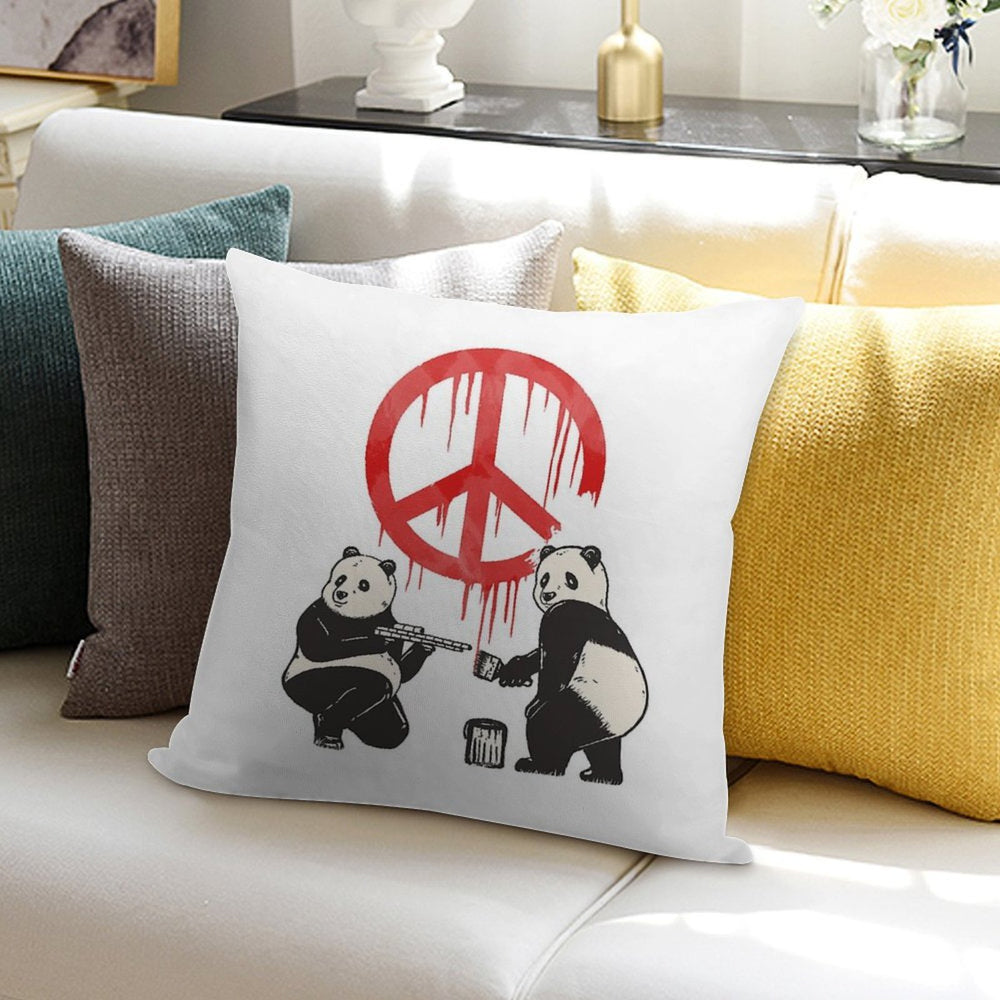 Pandalism 2 Peace Sign Soft Gift Ready Throw Pillow