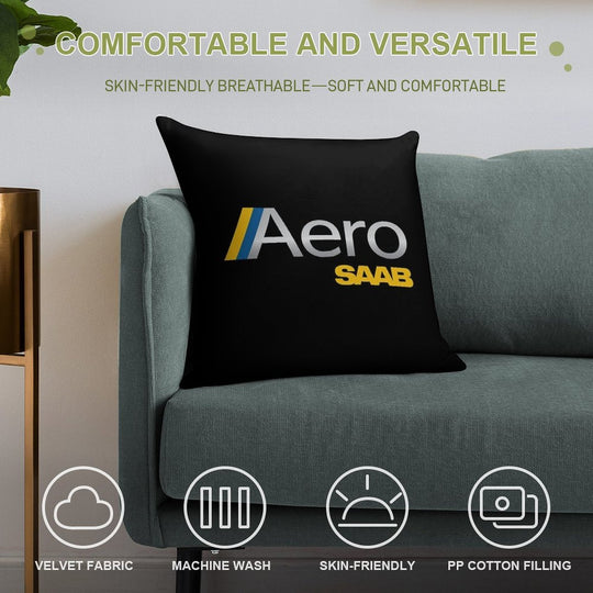 SAAB Turbo Retro Badge Sweden Stripes Soft Ultra-Soft Texture Throw Pillow