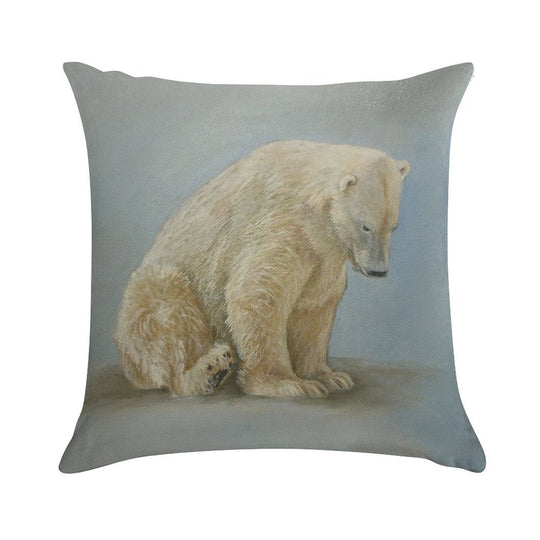 Polar Bear Sitting Soft Luxury Feel Throw Pillow