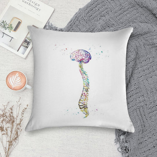 Human Spine with Brain Soft Skin-Friendly Throw Pillow