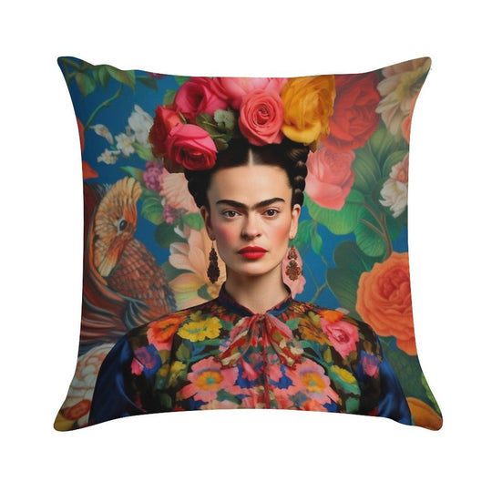 Frida Khalo with Flowers Orignial Artwork Soft Ultra-Soft Texture Throw Pillow