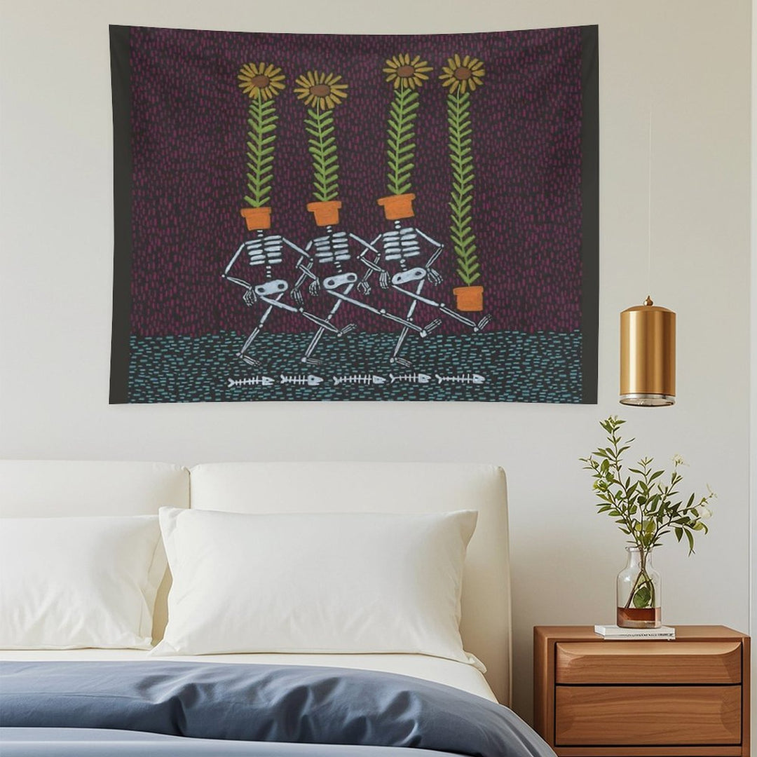 Sunflower Skeletons Tapestry