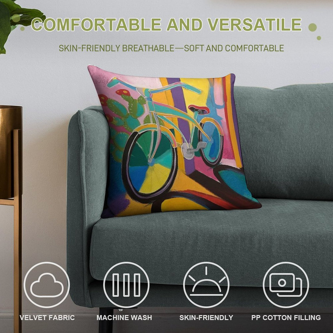 La Bicicleta Soft Gift Ready Throw Pillow