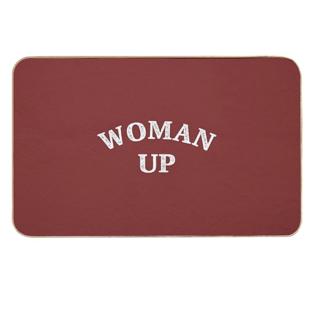 Woman Up Feminine Quote Pink Peach Nude Pastel Color  Rapid-Drying Bath Mat