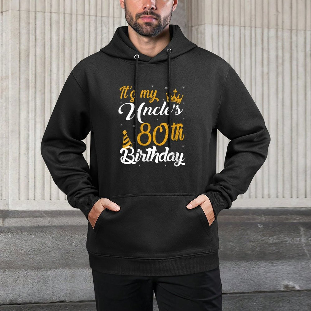 Womens Happy It's My Uncle's 80th Birthday 1945 80 Years Old Pilling-Resistant Hoodie