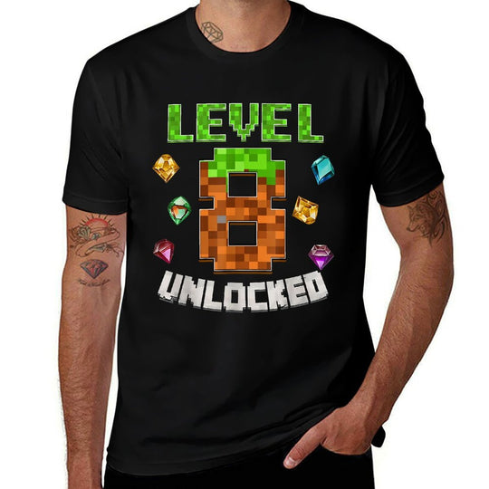 Birthday Boy Level 8 Unlocked 8th Birthday Game Pixel  Lightweight T-Shirt