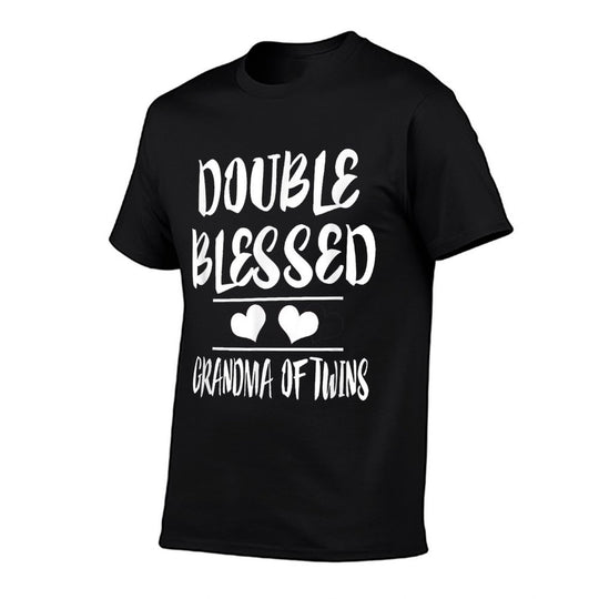 Double Blessed Grandma Of Twins Grandmother Gift  Rolled Sleeves T-Shirt