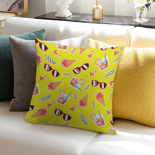 Bright Summer Pattern Soft Gift Ready Throw Pillow