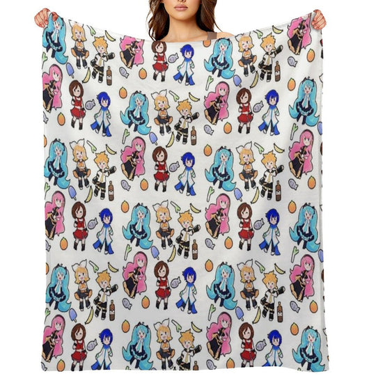 Vocaloid Chibi Chaos! Anti-pilling Throw Blanket