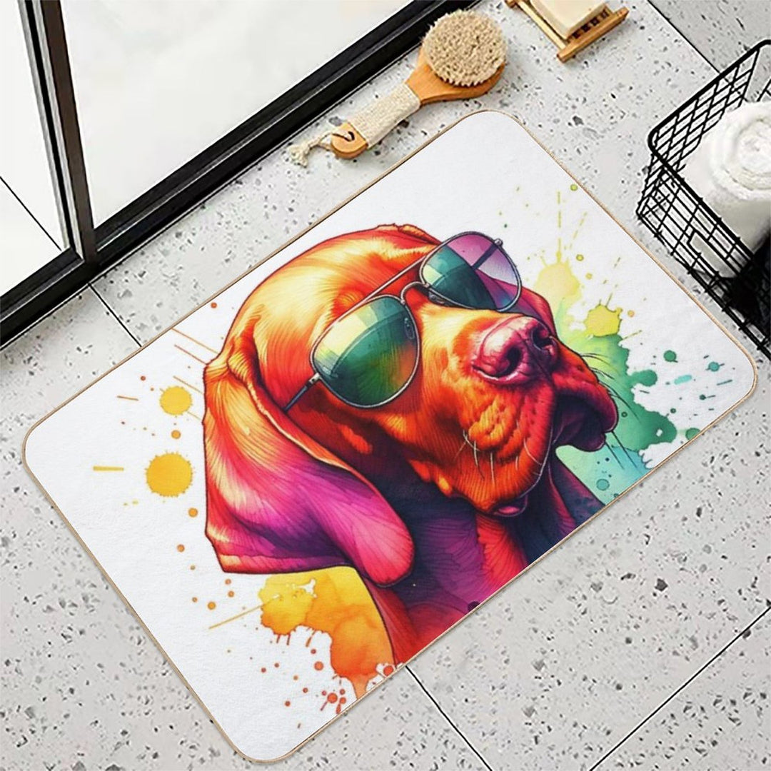 Watercolor Viszla Wearing Sunglasses  Multi-Purpose Bath Mat