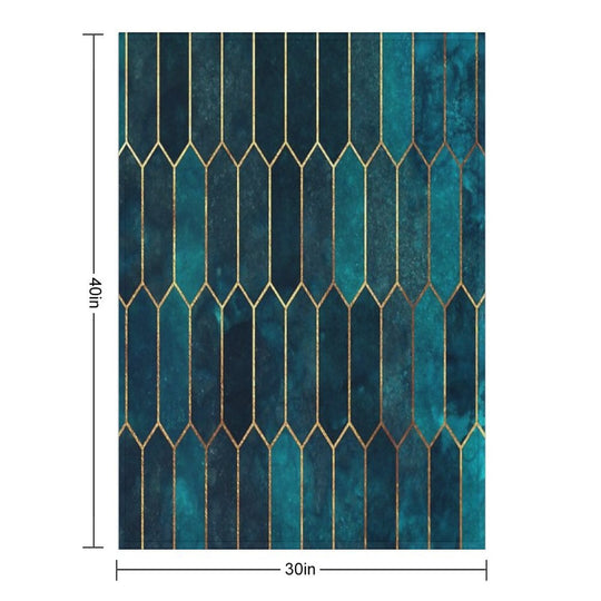 Deep Teal And Blue Gold  Pattern Velvety-soft Throw Blanket