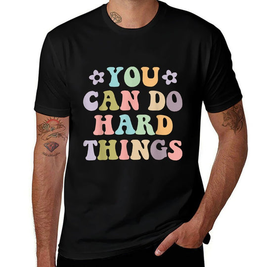 Inspirational Womens Graphics - You Can Do Hard Things  Rolled Sleeves T-Shirt